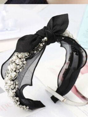 Baroque Women's Pearl Embellished Headband Hairband Crystal Hair Crown Jewelled